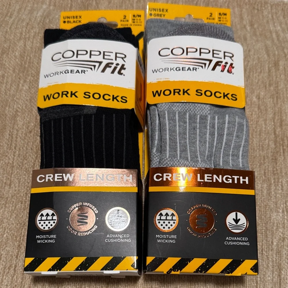 New Crew Length Work Socks - Black and Gray